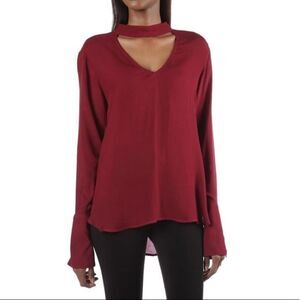 Cloth & Stone Choker Neck Bell Sleeve Blouse Med